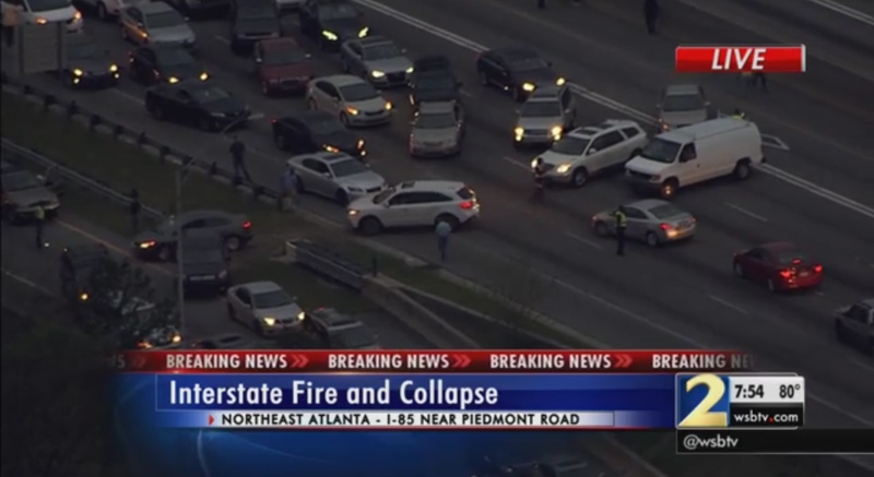 Illustration for article titled Massive Fire Leads To Collapse Of I-85 In Downtown Atlanta